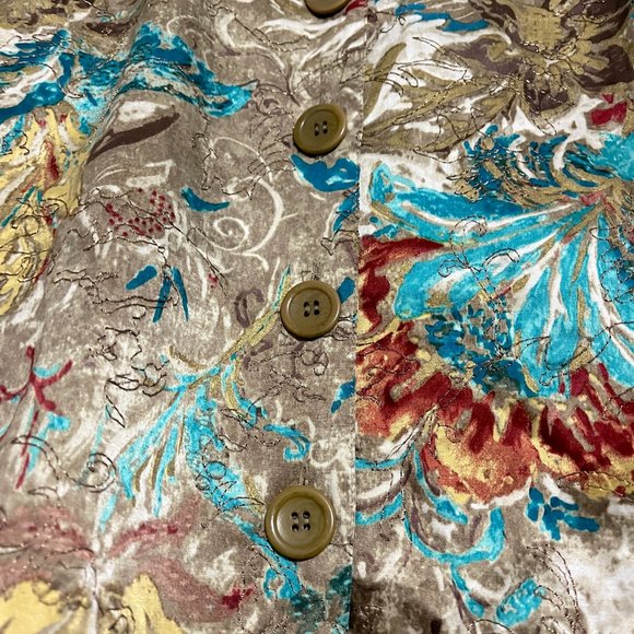 Chico's Cotton-Silk Oriental Floral Design Stephan Jacket - Picture 6 of 14